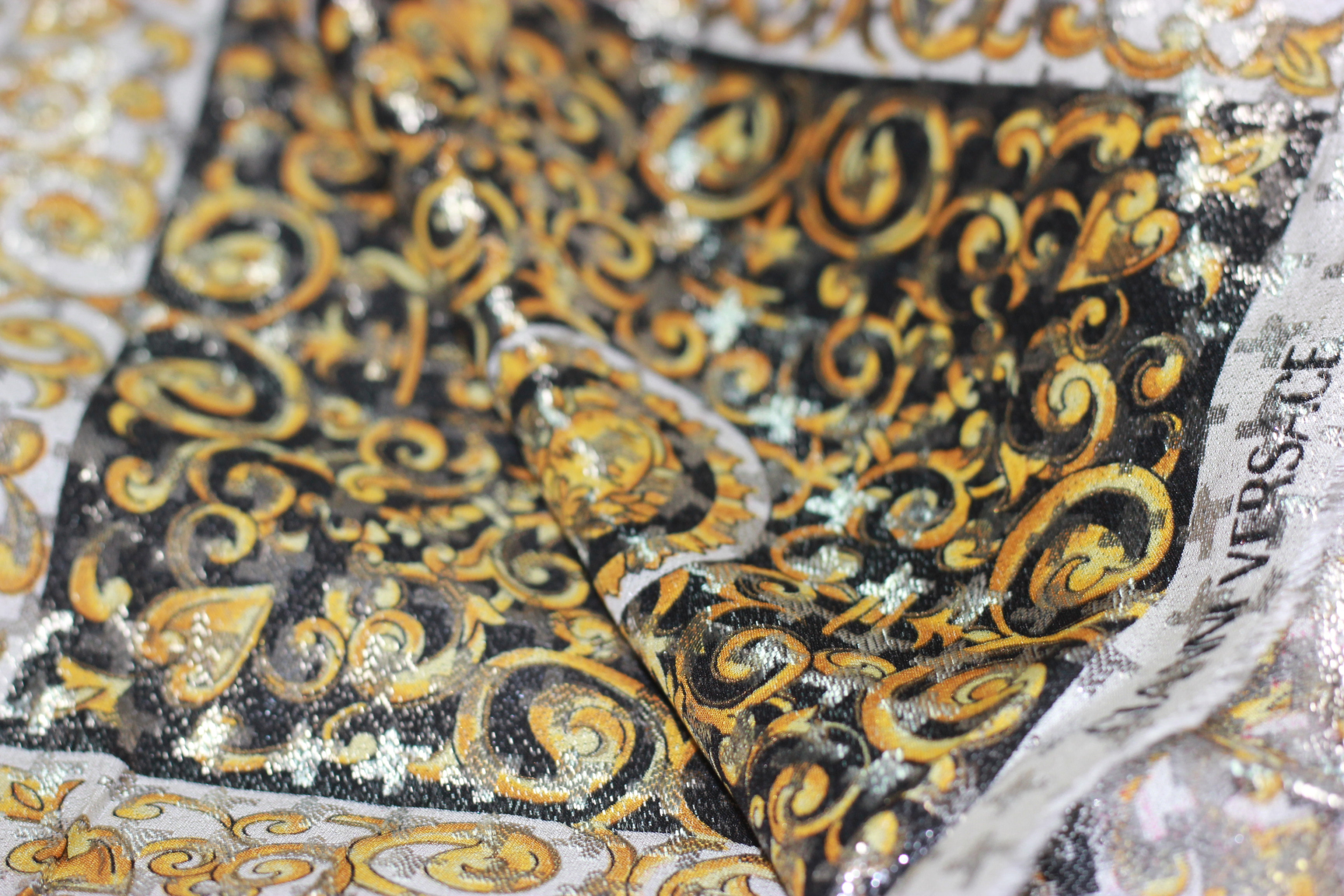 Mood Gold and Black Silk Versace Fabric 1 yard 55” Wide